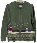 CROFT & BARROW Womens Cardigan Christmas Sweater, XL, Long Sleeve, Green, Zipper