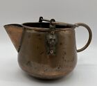 Antique Rustic Copper Dovetailed Kettle with Lion Heads Handle Privative Décor