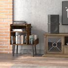 Rustic Brown Vinyl Record Player Stand Album Turntable Cabinet with Outlet Stora