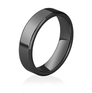 6mm Women Men Black Titanium Stainless Wedding Lover Couple Ring Gift Sz 5-13
