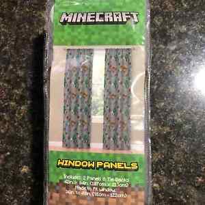 Set of 2 Minecraft Window Curtains  4 panels & Tie-backs 42