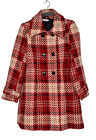 Vtg Pura Vida Womens Jacket Plaid Coat Herringbone Size 10 Wool Blend Red Long