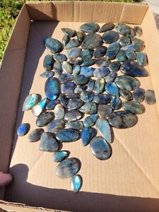 LOT -Natural Labradorite Cabochon LARGE Gemstones - 5 Piece Lot, shipped from US