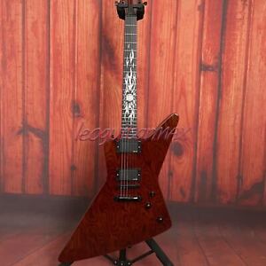 Red Electric Guitar Solid Body Black Fretboard Solar Fire Inlay Black Hardware