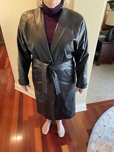 Black Leather Trench Coat 10
