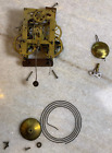 Antique 1875 Brass Clock Parts Key Gears Pendulum Bell Dong SteamPunk Salvaged