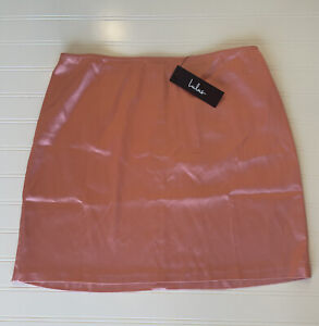 $42 MSRP Lulu's Pink Satin Mini Skirt Size Large NWT Stretch Women