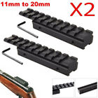 2Pcs Dovetail Extend Weaver Scope Mount Picatinny Rail Adapter 11mm to 20mm