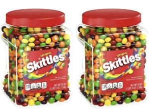 2 Jars Skittles Original Fruity Candy Jar Bite Size Candies 54 oz Each Jar