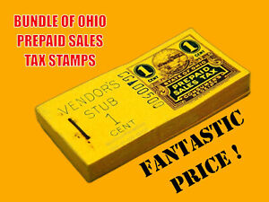 OHIO PREPAID SALES TAX STAMPS: BUNDLE OF 1¢ STAMPS!  😲 WOW!  WHAT A DEAL 😲