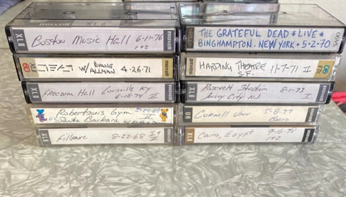 10 Grateful Dead Live Cassette Lot 1968 thru 1977 Fillmore SF Duane Allman Cairo