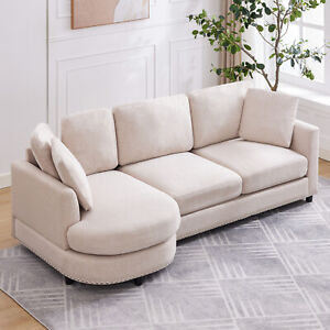 Modern Sectional Sofa with Chaise Lounge Stylish Curved Couch for Living Room
