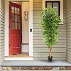 6' Artificial Ficus Silk Tree Fake Plant Potted Decor Yard Outdoor Indoor