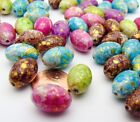 50 Speckled Egg Bead Color Mix ~ Easter Pastel Oval  Side-Drilled 17mm x 12mm
