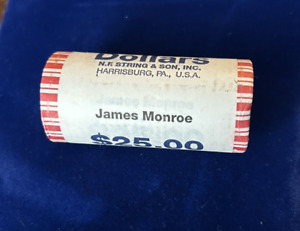 2008  D James Monroe Unopened 25 Coin Bank Roll Presidential Dollar $1 US UNC