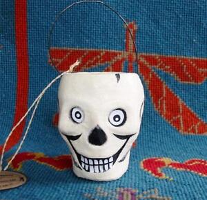 Bethany Lowe Halloween Small Glittered Skull Paper Mache Jack O'lantern JOL New