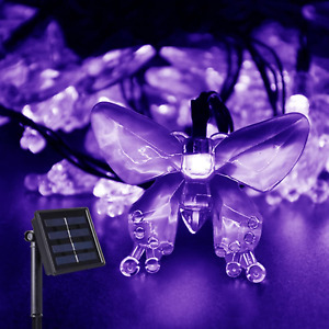 Solar String Lights Outdoor-Waterproof 23Ft 50 LED Solar Butterfly Lights for Po