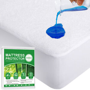 Bamboo Terry Waterproof Mattress Protector Soft Mattress Cover Pad All Sizes