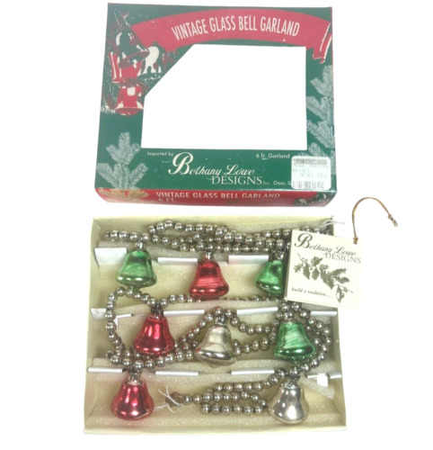 Bethany Lowe Vintage Glass Bells & Beads 6 FT Garland USA Christmas Tree
