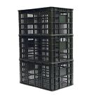 3-Pack Plastic Milk Crate Heavy Duty Stackable Dairy Storage 29qt 18.5