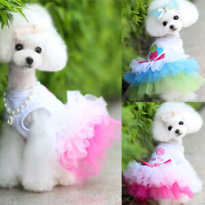 Pet Clothes Girl Dog Cat Lace Dress Print Skirt Puppy Sweety Princess Apparel