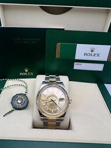 Rolex Sky-Dweller 42mm 18K Gold Steel 326933 Champagne Dial Oyster Box Papers