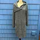 M-A-G by Magaschoni Long Duster Large Sweater Cardigan Silk & Cashmere Green/Gry