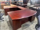 6'x9' executive bow front U Shape desk by OFS in Solid Cherry Wood Finish