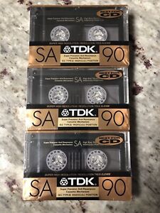 TDK SA90 Super Hi-Bias Type II Anti-Resonance Cassette Tapes. 3-pack, Sealed