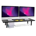 Dual-Monitor-Stand-Riser-For-Desk Adjustable Length 32-40 Inch，Large Black