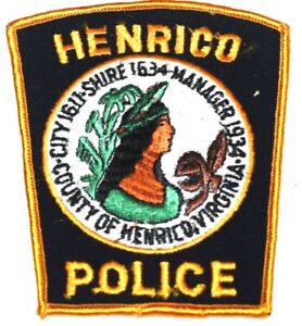 HENRICO VIRGINIA VA Sheriff Police Patch VINTAGE OLD MESH INDIAN NATIVE MAIDEN