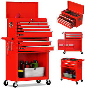 Tool Chest 2in1 Steel Rolling Tool Box & Cabinet on Wheels for Garage 8-Drawer