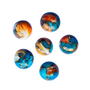 [WHOLESALE] NATURAL OYSTER COPPER TURQUOISE CABOCHON ROUND SHAPE LOOSE GEMSTONE