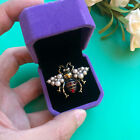 Vintage Styled Bee Ring with Pearl Wings, Size 8, with Jewelry Box