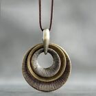 Boho Necklace for Women. Bronze Color Long, Big Pendant Gift to Her Leather Rope