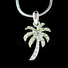 Green Palm Tree made with Swarovski Crystal Beach Wedding Charm Necklace Jewelry