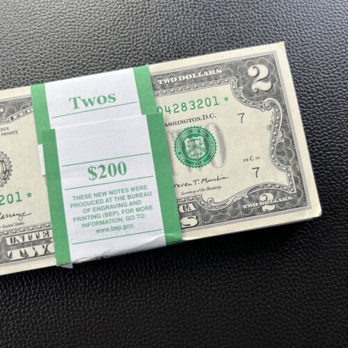 New Listing⭐️Star Notes ⭐️ Complete BEP Strap Of $2 Dollar Bills - Uncirculated Sequential