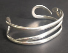 Modernist KIT HEATH 925 Sterling Silver Abstract Cuff Torque Bangle 25.6g