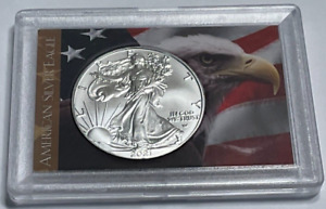 2021 $1 Silver American Eagle. Type 2 Coin,  in Flag H E Harris Holder