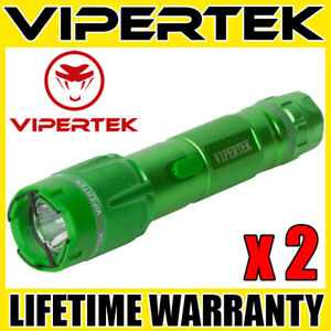(2) VIPERTEK GREEN VTS-T03 Heavy Duty Metal Stun Gun Self Defense Wholesale Lot