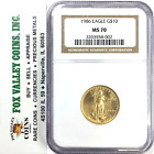 1986 $10 GOLD AMERICAN EAGLE 1/4 OZ GOLD NGC MS70 PERFECT GRADE! KEY DATE!