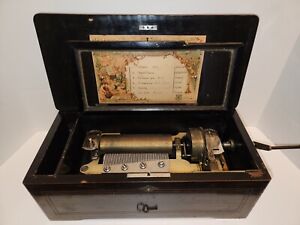 Marque De Fabrique Antique Cylinder Music Box 1800's 6 Aires WORKS VIDEO IN DISC