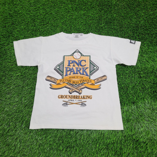 Vintage 1999 PNC-Park Pittsburgh-Pirates Shirt Teens L-Short 18x23 Spellout USA