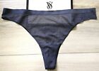 Vintage '08 Victoria's Secret Body by BBV Pewter Sheer Wide-Side Thong Panties L