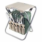 Folding Garden Stool with Tool Bag and Digging Planting Tools Handle