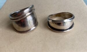 Lot Of 2 Sterling Silver Wide Cigar Band Rings size 6