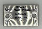Vintage Speedway Mini Bike Serial Number Plate ID Tag  Custom engraved