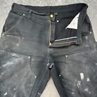 Carhartt Pants Mens 34x32 Black Carpenter Workwear Faded Dungaree Double Knee