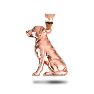 Rose Gold Labrador Retriever Sitting Pet Dog Pendant Necklace