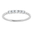 0.15Ct Lab-Grown Diamond 5 Stone Women Stackable Ring Real 14K White Gold Size-7